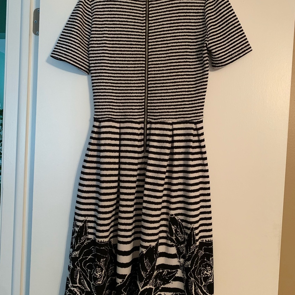 Gorgeous Black White Floral Stripe Lularoe Amelia - Picture 4 of 5